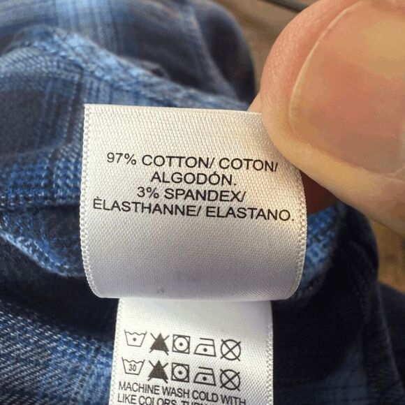 Lucky Brand Men's Plaid Collared Long Sleeve Flannel Button Up Shirt Blue Large - Picture 6 of 8